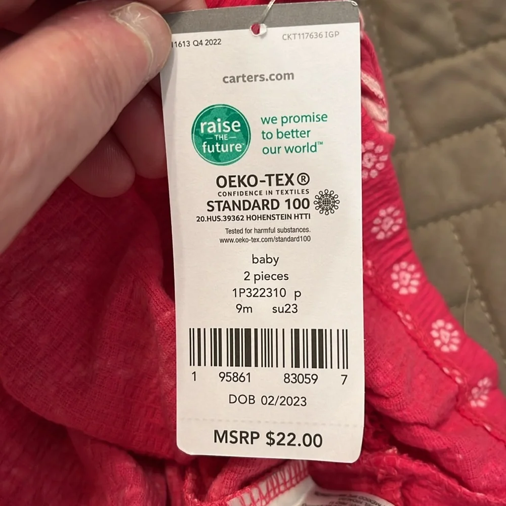 Carter's Baby Girl Geometric Crinkle Jersey Dress/NWT/9 months